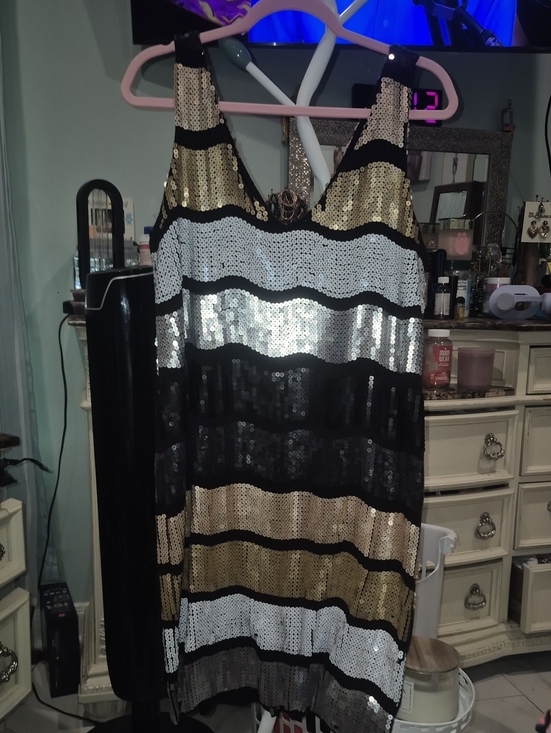 Snap Dresses & Skirts - Sequin Striped Tank Dress in Gold, Silver, White, Rosegold & Black & A Wavy Tail